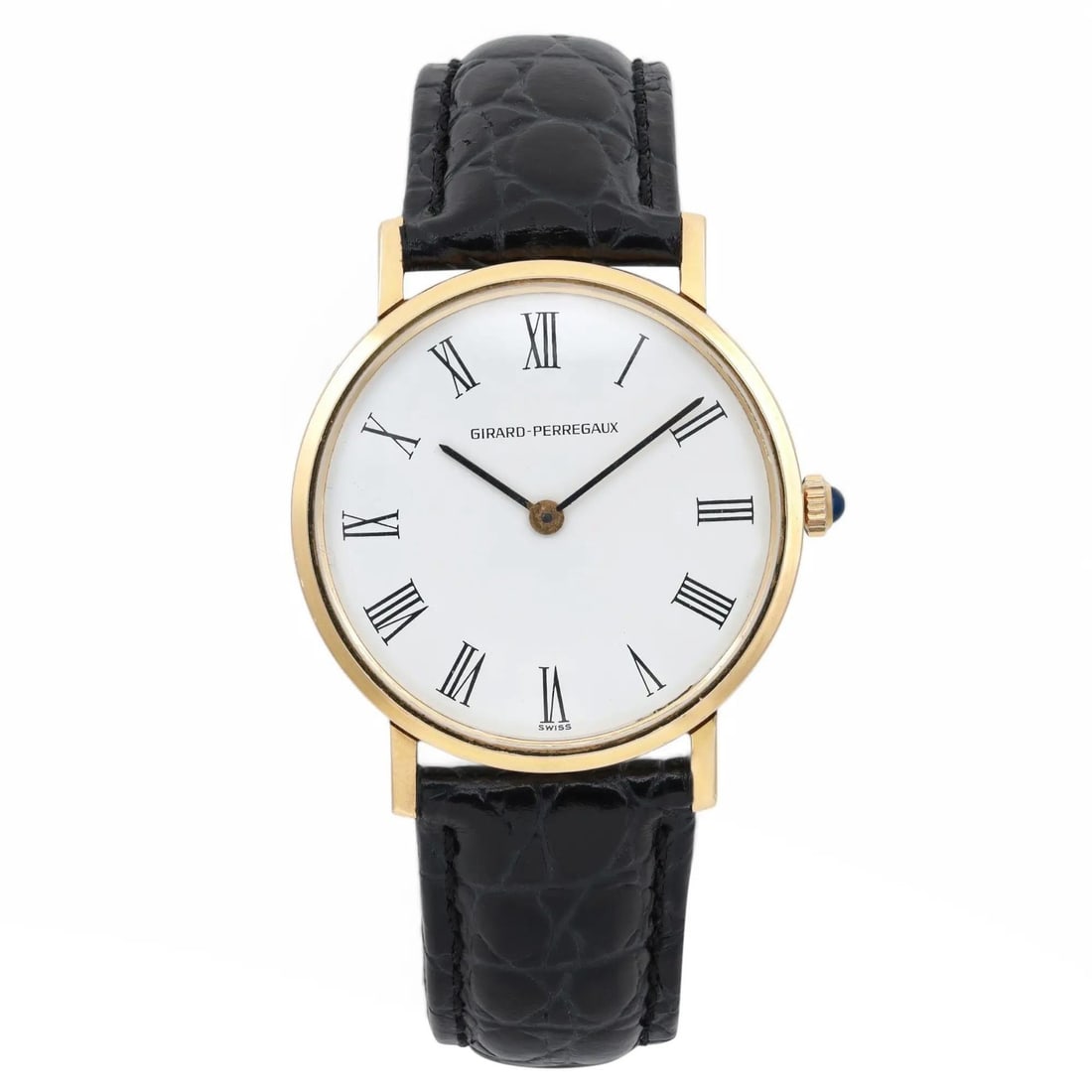 Girard-Perregaux Vintage 33MM 18K Gold Ultra Slim Watch Swiss Movement: Girard-Perregaux Vintage 33MM 18K Gold Ultra Slim Watch Swiss Movement This vintage Girard-Perregaux wristwatch combines luxury and elegance with its ultra-slim design. Featuring a classic white dial 