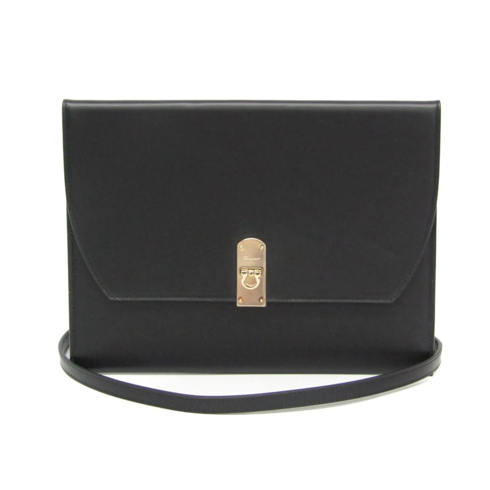 Black Leather Handbag Salvatore Ferragamo Gancini: Black Leather Handbag Salvatore Ferragamo Gancini Salvatore Ferragamo Gancini leather bag in black. This women's bag is made in Italy and remains in good vintage condition with honest wear, including 