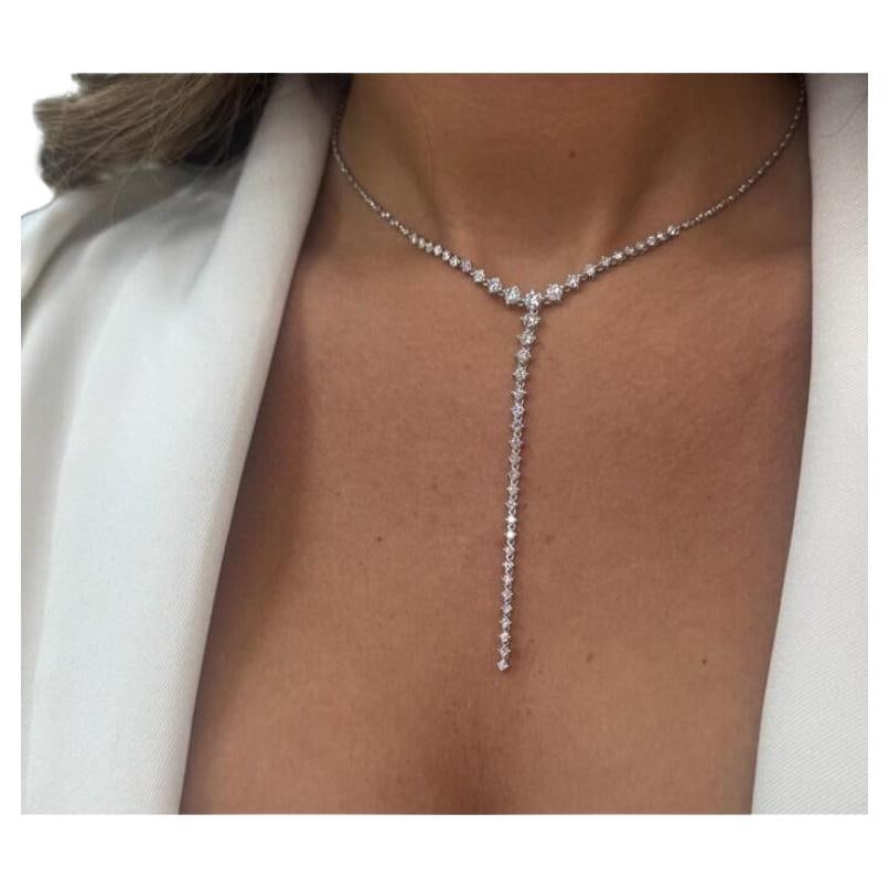 Harbor Diamonds 3.27 Carat Diamond Lariat Necklace in 18K White Gold: Harbor Diamonds 3.27 Carat Diamond Lariat Necklace in 18K White Gold This exquisite Diamond Lariat Drop Necklace is crafted from 18 karat white gold and features a contemporary design. It showcases a 