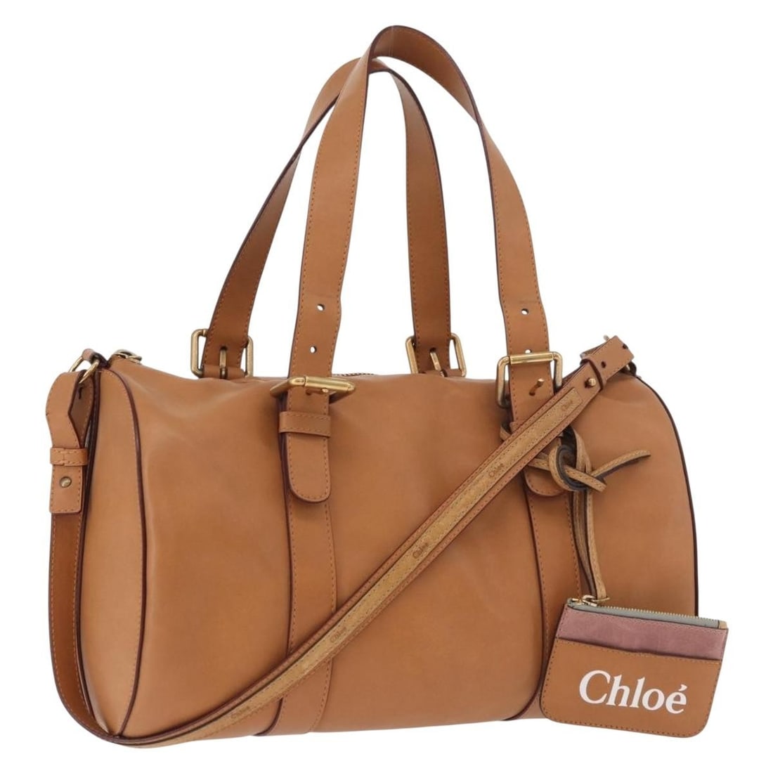 Chloe Sam Beige Gold Leather Boston Bag with Strap and Pouch (1 of 18)