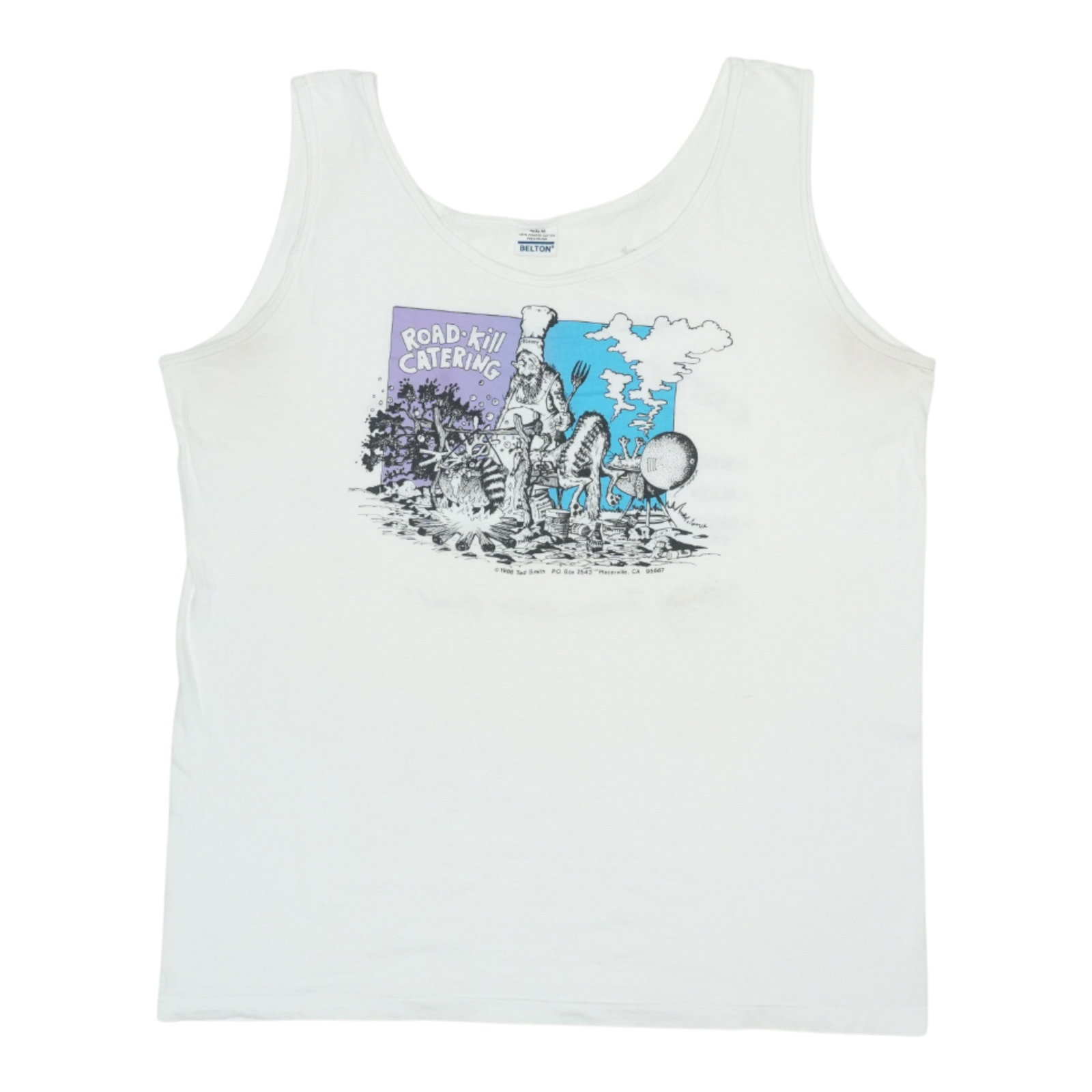 Vintage 1988 Road Kill Catering White Cotton XL Tank Top (1 of 10)