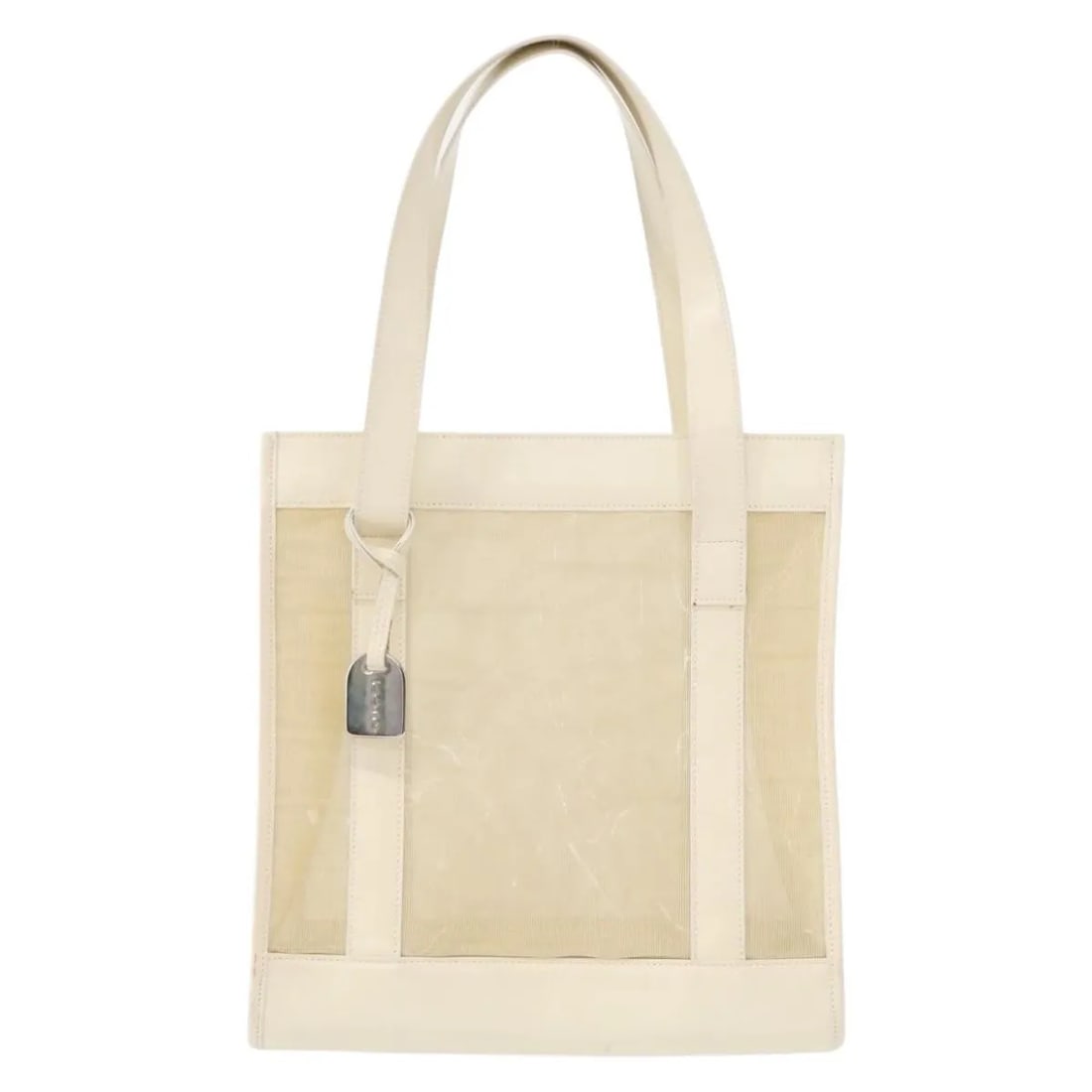 Beige plastic vintage tote bag by Gucci Italy 27cm: Beige plastic vintage tote bag by Gucci Italy 27cm This Gucci vintage tote is crafted from beige plastic and designed for women. The bag features a spacious interior, making it suitable for everyday u