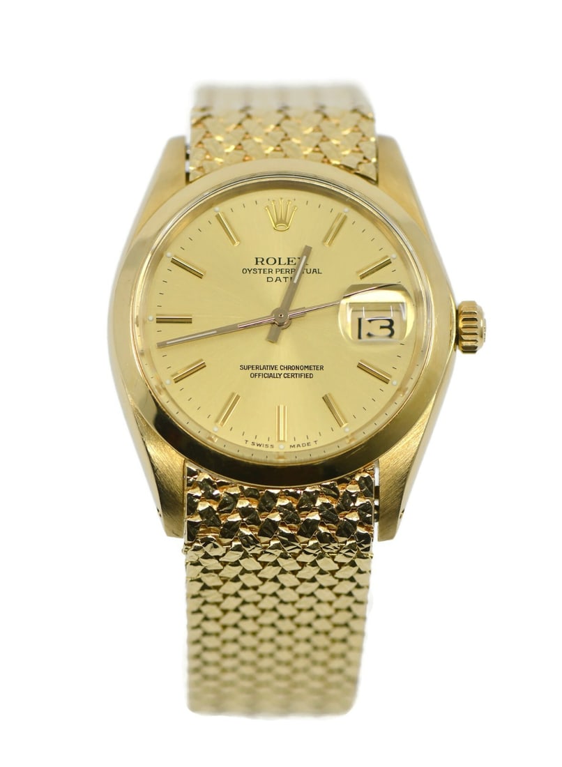 Rolex Oyster Perpetual Date 14K Yellow Gold 34mm Wristwatch 1500 7 (1 of 6)