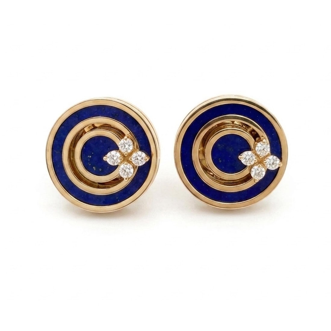 Roberto Coin Love in Verona 18K Rose Gold Lapis Diamond Stud Earrings (1 of 4)