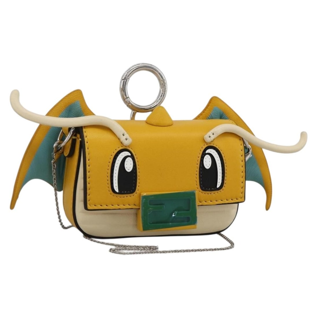 FENDI FRGMT x POKEMON Dragonite Mini Mamma Baguette Shoulder Bag: FENDI FRGMT x POKEMON Dragonite Mini Mamma Baguette Shoulder Bag Mini Mamma Baguette shoulder bag in yellow and silver leather from the FENDI x FRGMT x POKEMON collaboration. This women's bag includes