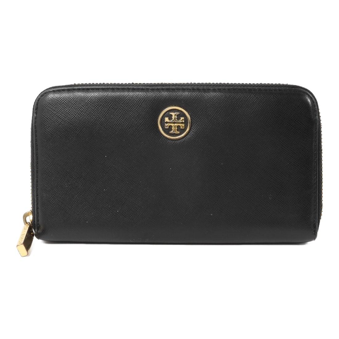 Tory Burch Black Calfskin L Shaped Zipper Wallet GHW: Tory Burch Black Calfskin L Shaped Zipper Wallet GHW This Tory Burch long wallet features an L-shaped zipper design and is crafted from black calfskin leather. Designed for women, it offers a sleek an