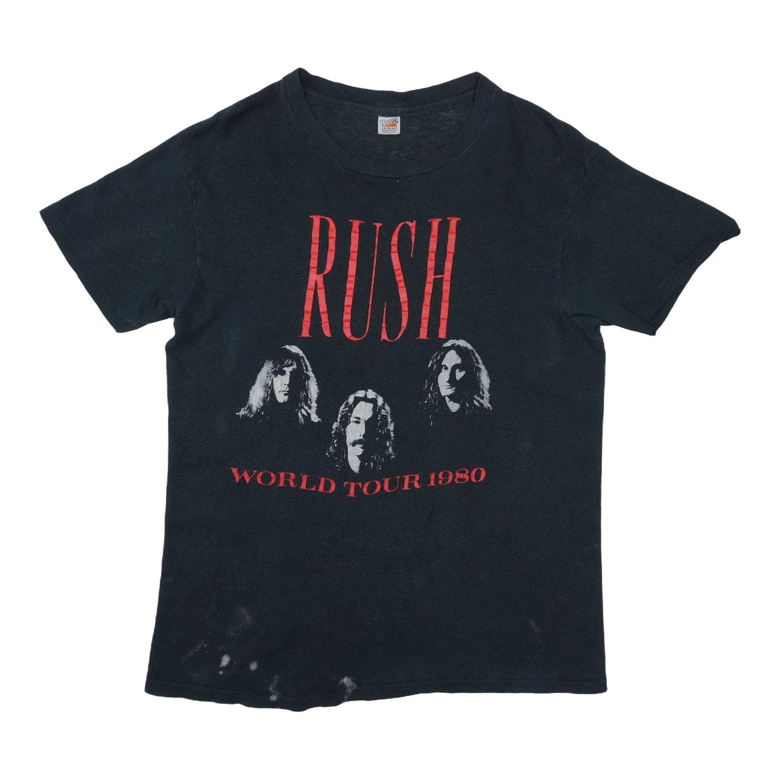 Vintage Rush Concert T Shirt 1980 Black Cotton Medium: Vintage Rush Concert T Shirt 1980 Black Cotton Medium Original vintage 1980 Rush World Tour shirt. This is a true vintage shirt, not a modern reproduction. It is in good condition with discoloration a