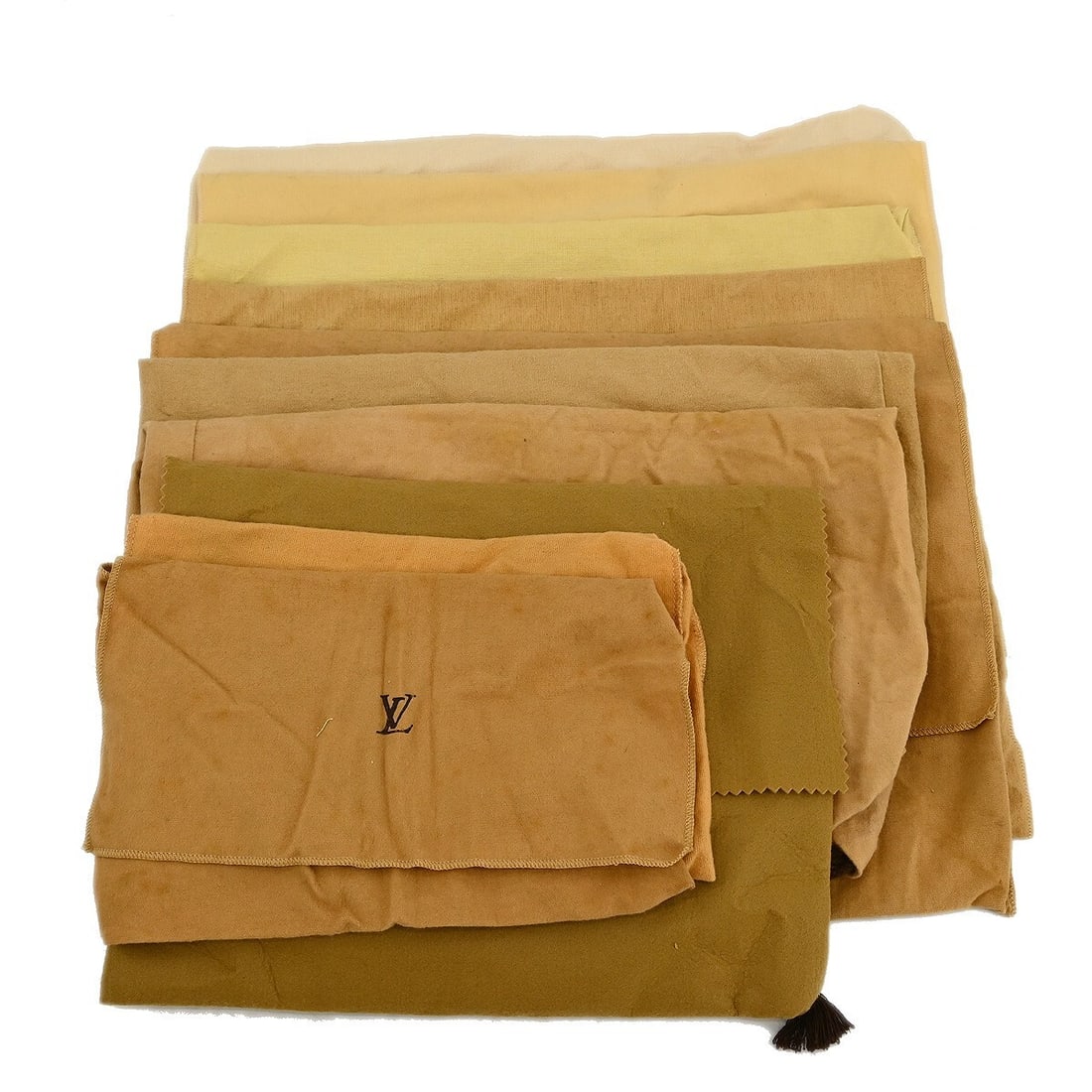 Set of 10 Louis Vuitton Cotton Dustbags in Brown Beige: Set of 10 Louis Vuitton Cotton Dustbags in Brown Beige Set of 10 Louis Vuitton dust bags in brown and beige cotton. These unisex dustbags show overall signs of use with reasonable wear and tear. The s