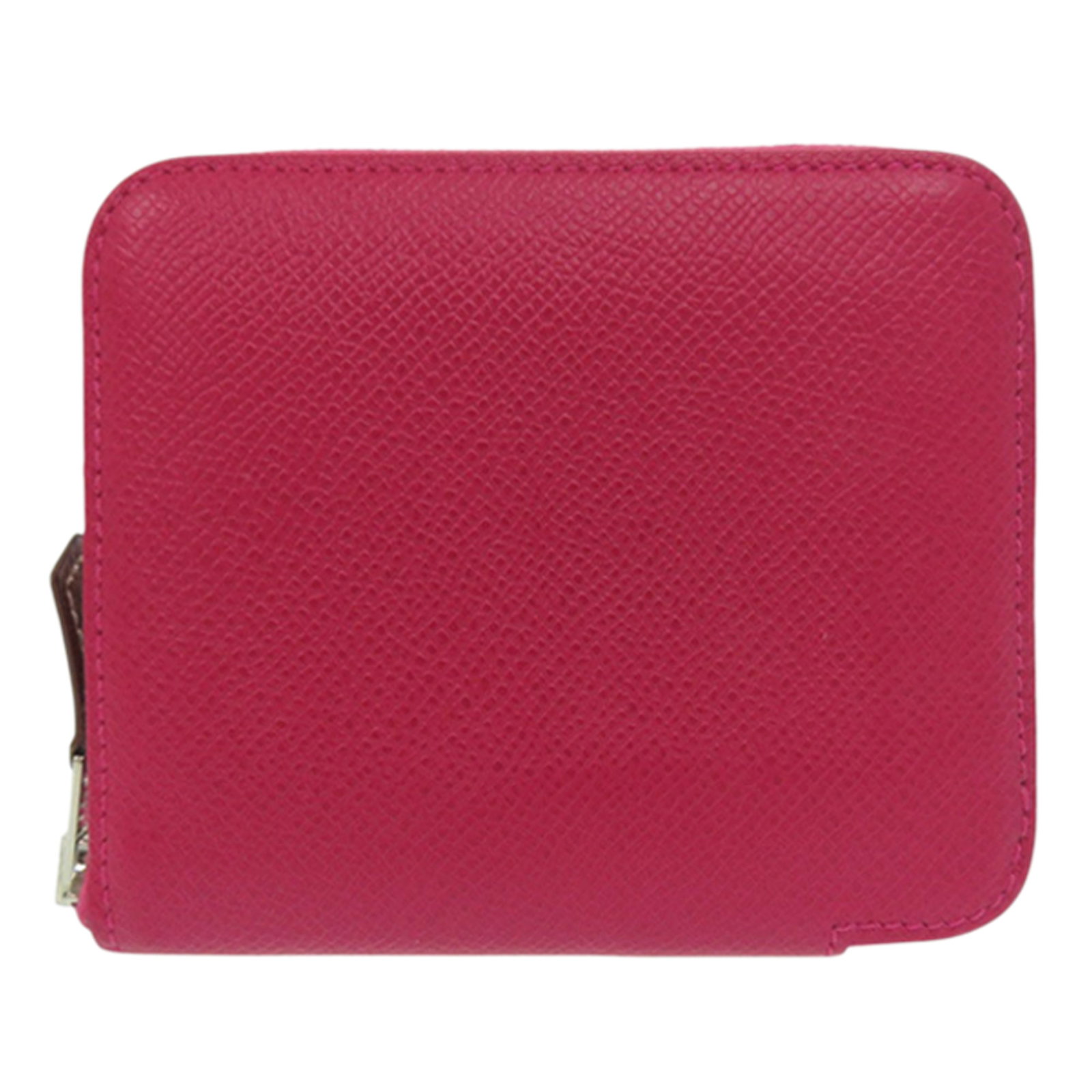 Hermes Silk In Compact Epsom Leather Wallet Pink: Hermes Silk In Compact Epsom Leather Wallet Pink Hermes compact wallet crafted in Epsom leather with a zip-around closure. The interior includes zip and slip pockets for organized storage. Finished in