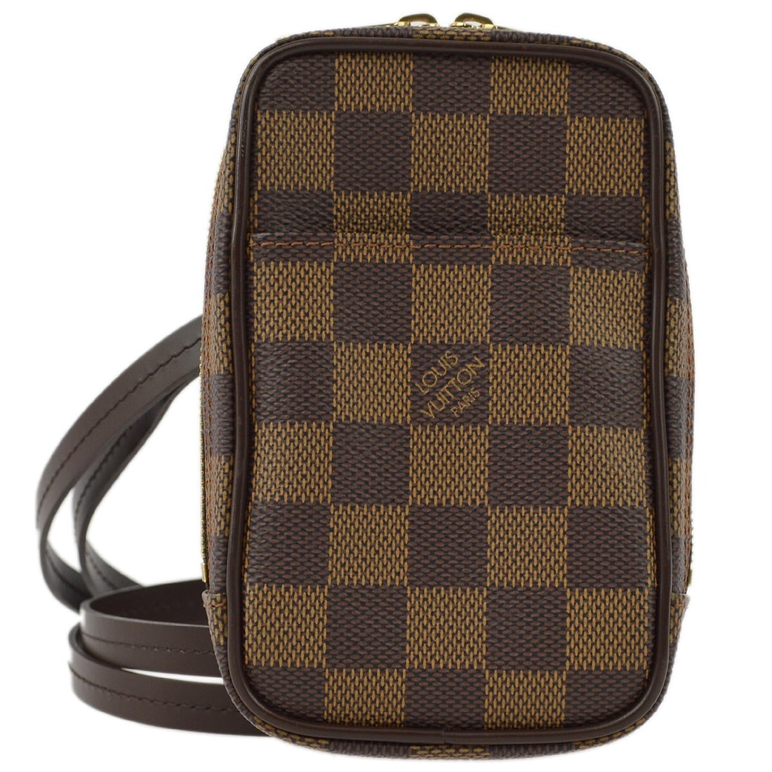Louis Vuitton Etui Okapi GM Mini Damier Camera Case Bag: Louis Vuitton Etui Okapi GM Mini Damier Camera Case Bag Louis Vuitton Etui Okapi GM shoulder bag pochette in brown Damier canvas and leather. This mini bag features a zip closure, logo accents, one ex