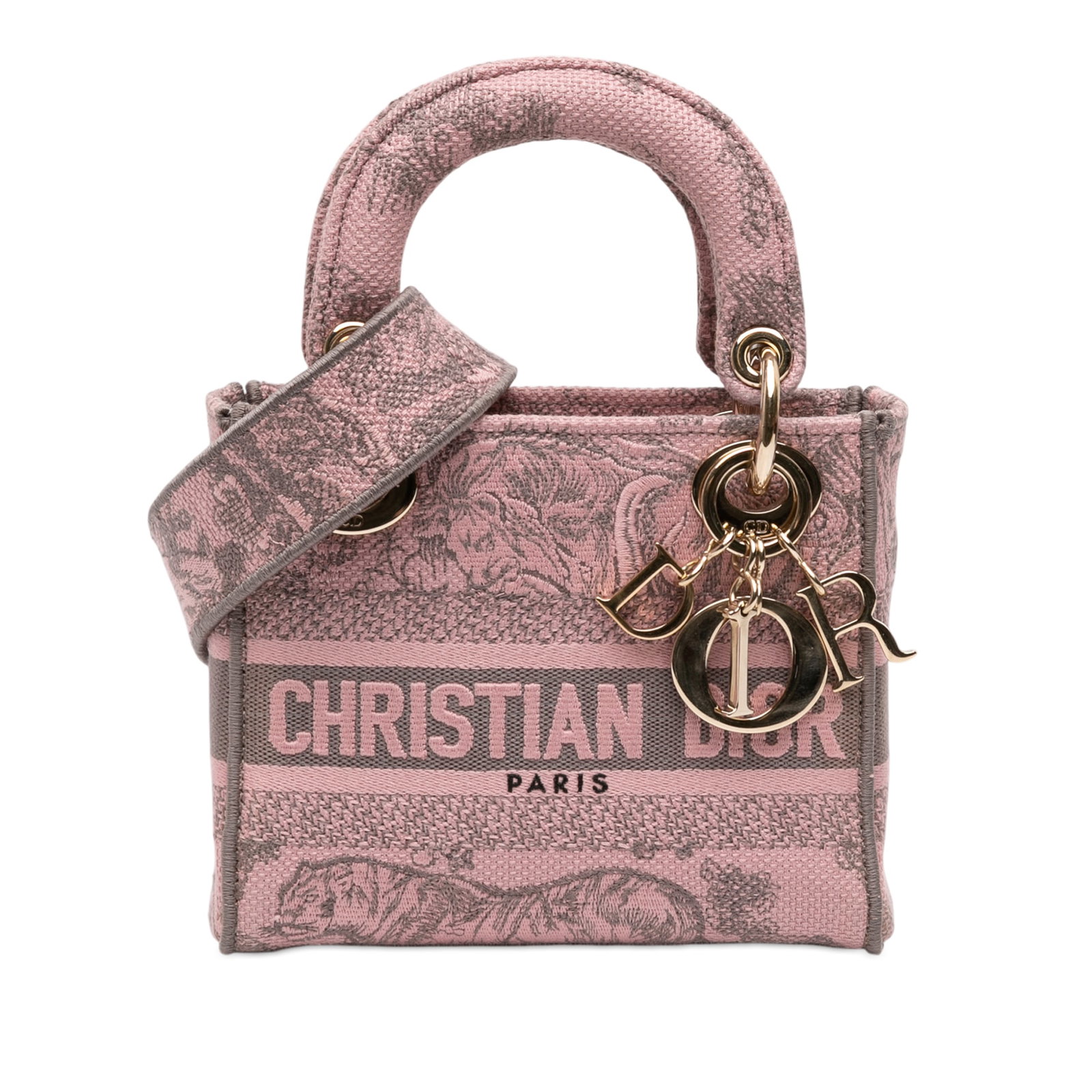 Mini Lady D-Lite Pink Toile De Jouy Embroidered Canvas Bag by Dior (1 of 9)