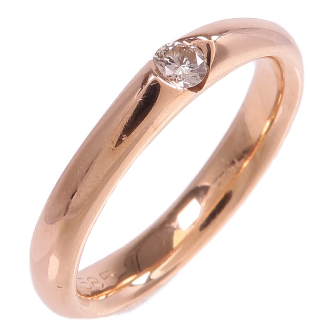 Diamond Band Crafted in 18K Rose Gold Size 5.75: Diamond Band Crafted in 18K Rose Gold Size 5.75 This women's diamond ring is crafted from 18K pink (rose) gold and features a clear diamond as the main stone. The ring is a US size 5.75 and is designe