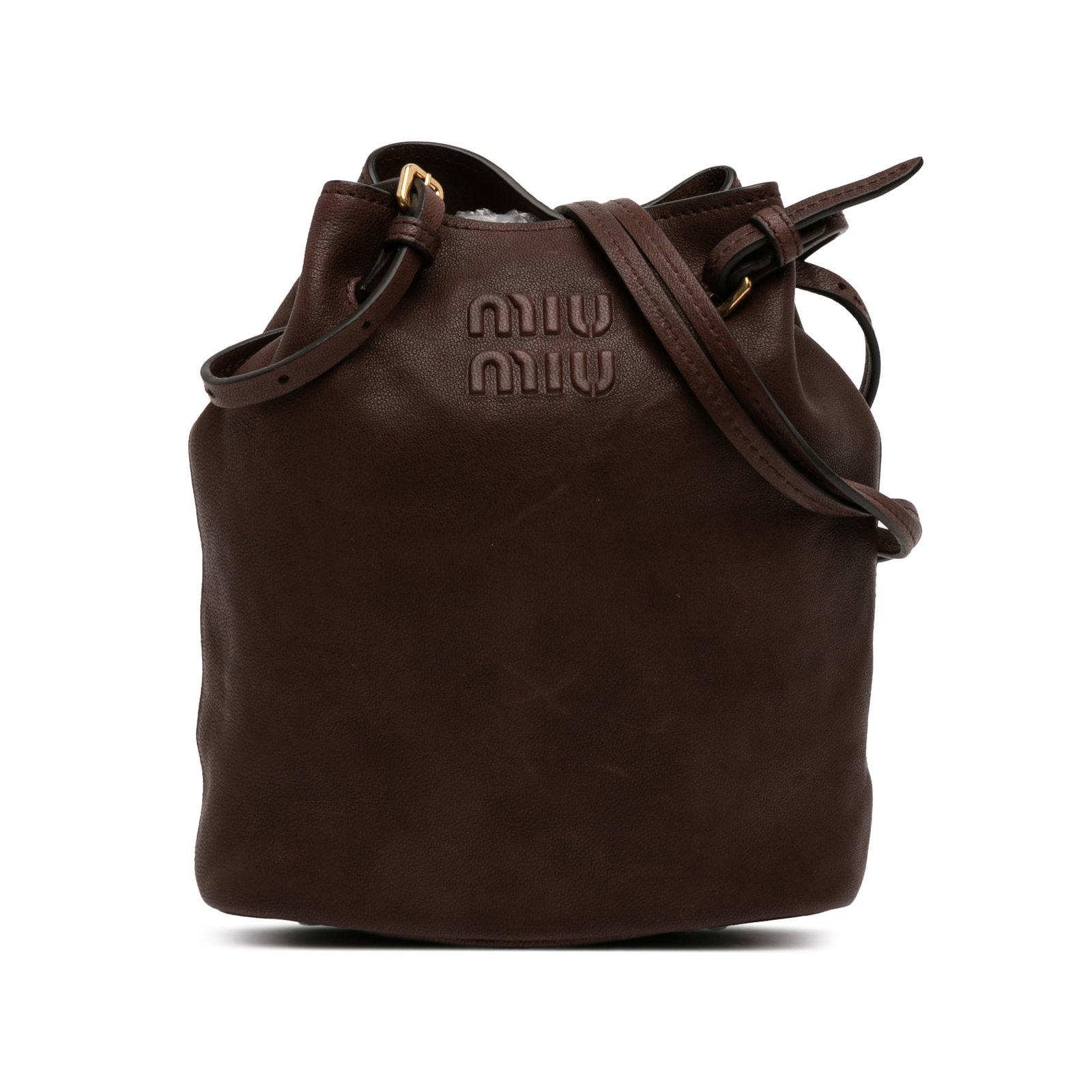 Miu Miu Brown Nappa Leather Drawstring Crossbody Bag (1 of 7)