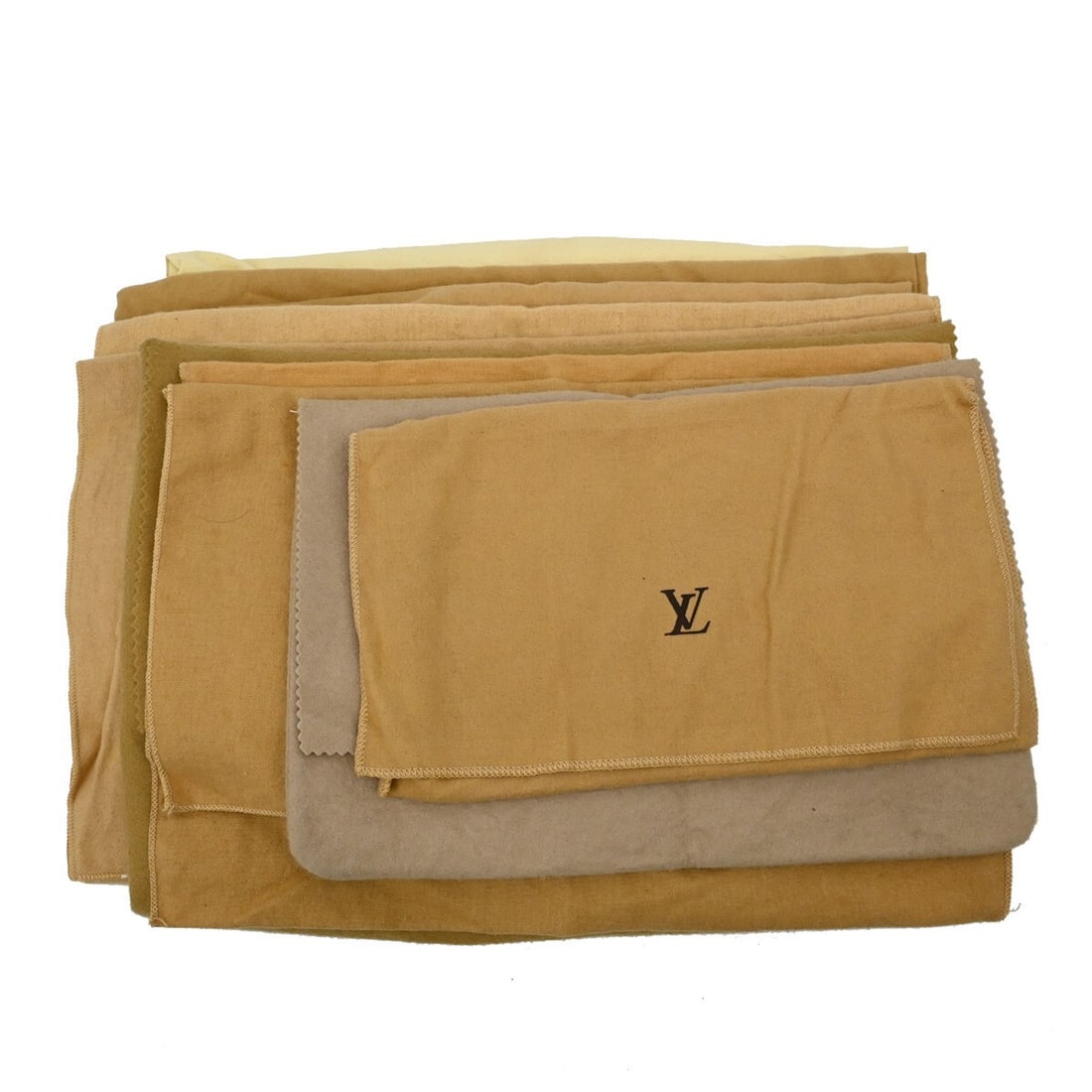 Set of 10 Louis Vuitton Cotton Dustbags Brown Beige Authentic: Set of 10 Louis Vuitton Cotton Dustbags Brown Beige Authentic Set of 10 authentic Louis Vuitton dust bags in brown and beige 100% cotton. These unisex dust bags show overall signs of use with reasonab