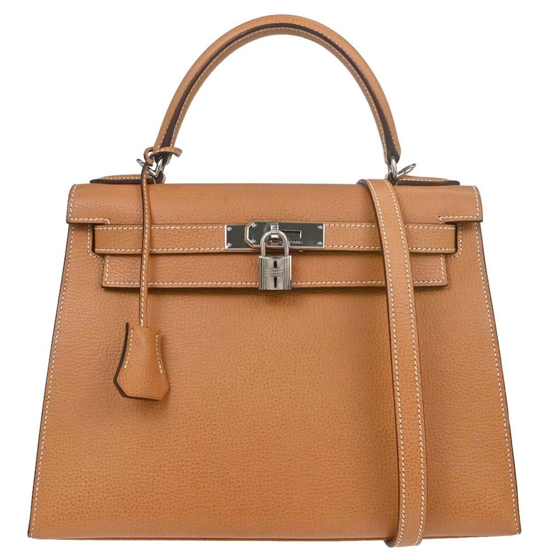 Hermes Kelly 28 Sellier Natural Vache Liegee Leather Top Handle Bag: Hermes Kelly 28 Sellier Natural Vache Liegee Leather Top Handle Bag Hermes Kelly 28 Sellier 2way handbag in natural Vache Liegee leather. This structured satchel/top handle bag features a turn-lock cl