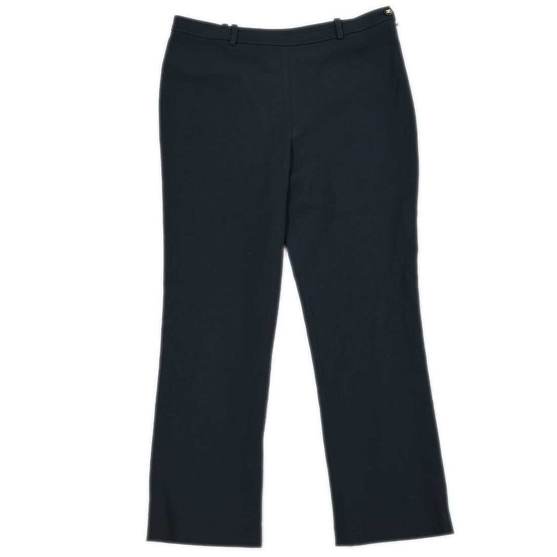 Vintage Chanel Black Straight Pants Size 40 France: Vintage Chanel Black Straight Pants Size 40 France Vintage Chanel black long pants in a straight style for women. Made in France, this pair has a regular fit and is noted in very good condition, with 