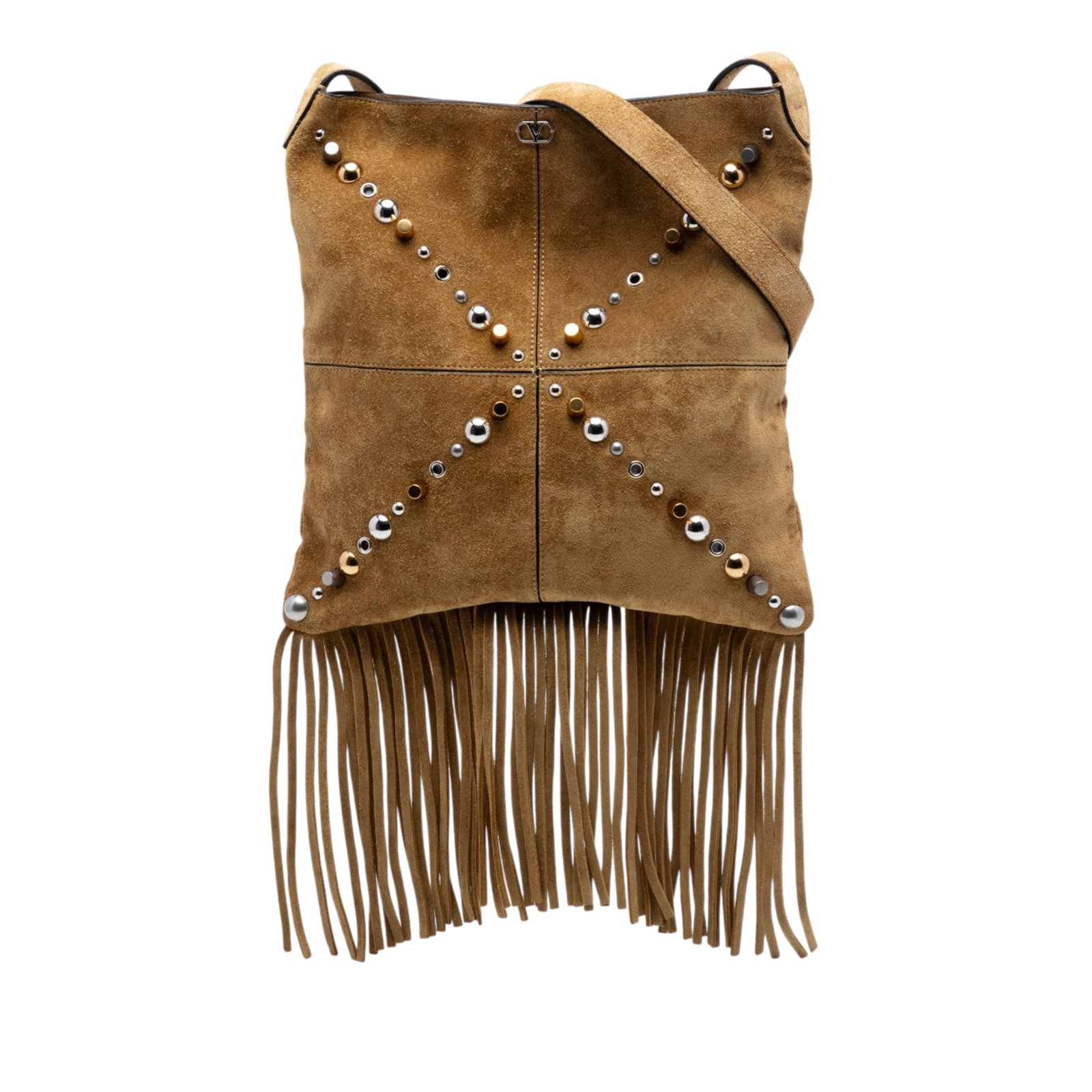 Valentino Nellcote Brown Suede Fringe Crossbody Bag (1 of 6)