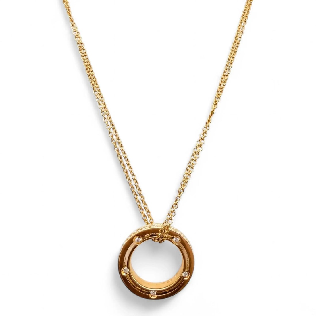 Damiani 18K Yellow Gold Diamond Circle Pendant Necklace 0.65 ctw (1 of 5)