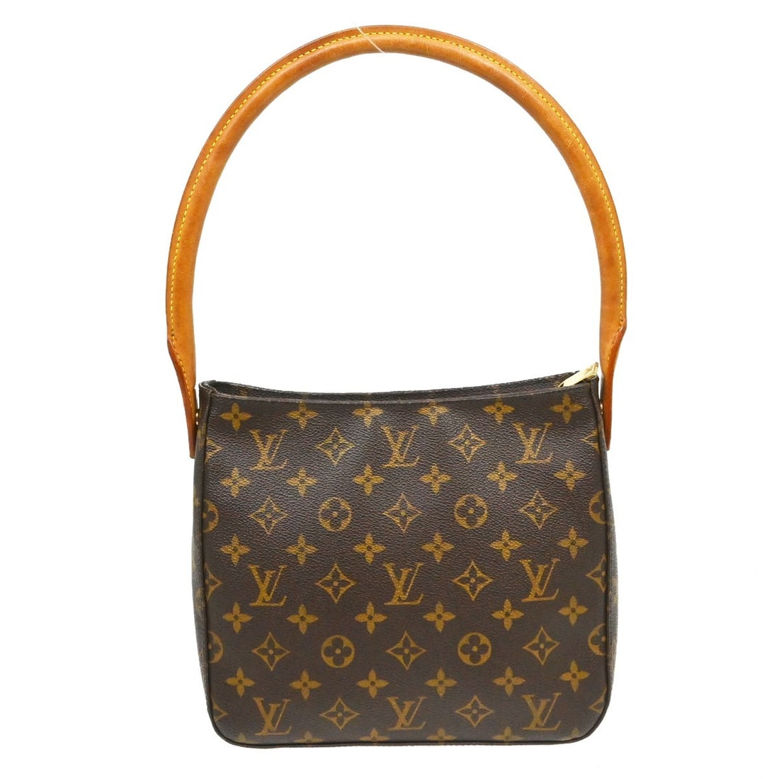 Louis Vuitton Mini Looping Monogram Canvas Top Handle Bag M51146: Louis Vuitton Mini Looping Monogram Canvas Top Handle Bag M51146 Vintage Louis Vuitton Looping MM handbag in brown monogram canvas and leather. This women's top-handle bag features a magnetic closure,