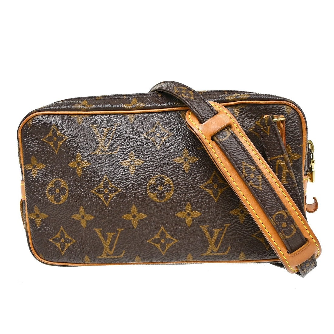 Louis Vuitton Marly Bandouliere Monogram Crossbody Bag M51828: Louis Vuitton Marly Bandouliere Monogram Crossbody Bag M51828 Vintage Louis Vuitton Marly Bandouliere shoulder bag in brown Monogram canvas with leather trim. This women's crossbody bag features a zip