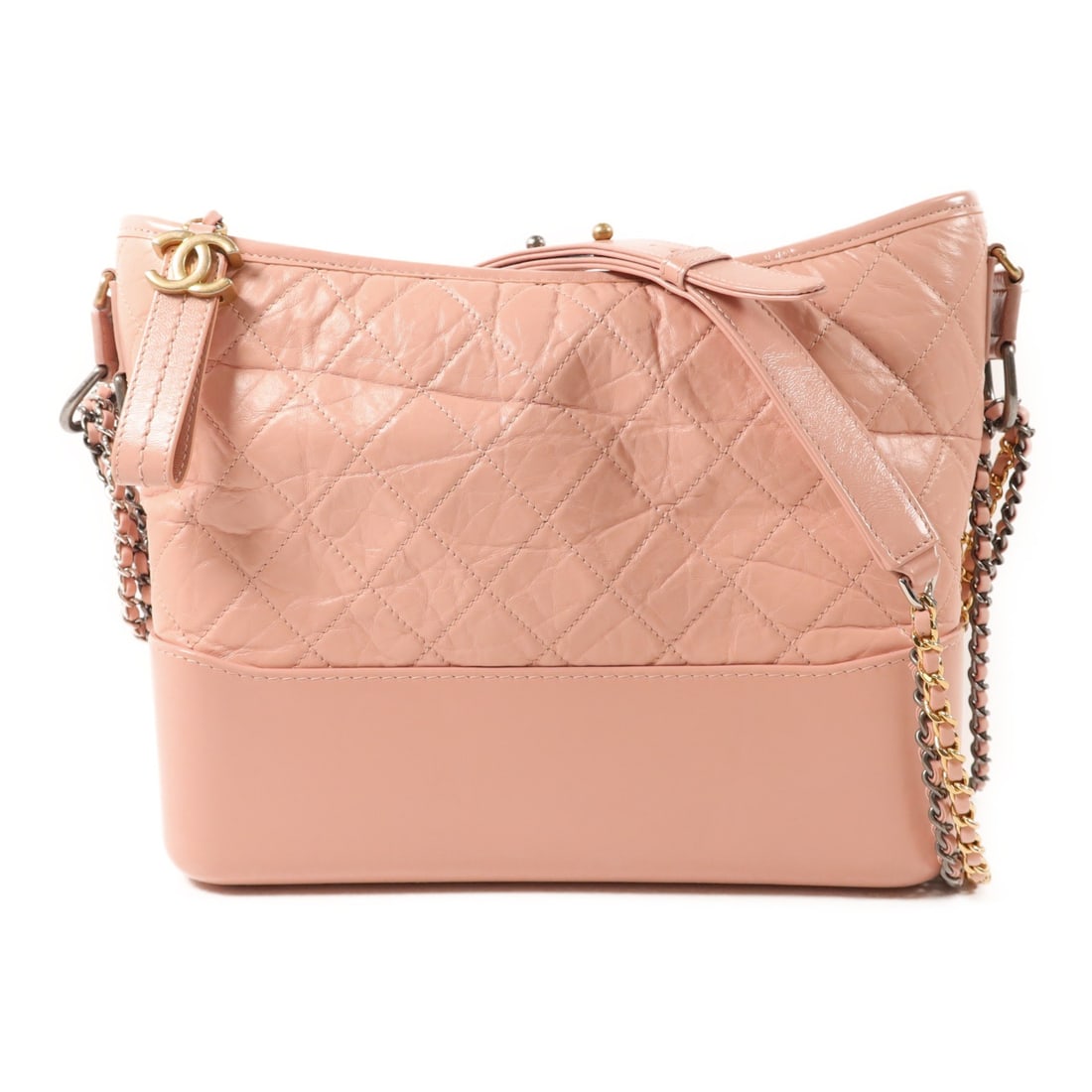 Chanel Gabrielle Medium Pink Calfskin Leather CC Shoulder Bag: Chanel Gabrielle Medium Pink Calfskin Leather CC Shoulder Bag This CHANEL Gabrielle Medium Chain Shoulder Bag is crafted from pink calfskin leather and features a classic chain shoulder strap. Designe