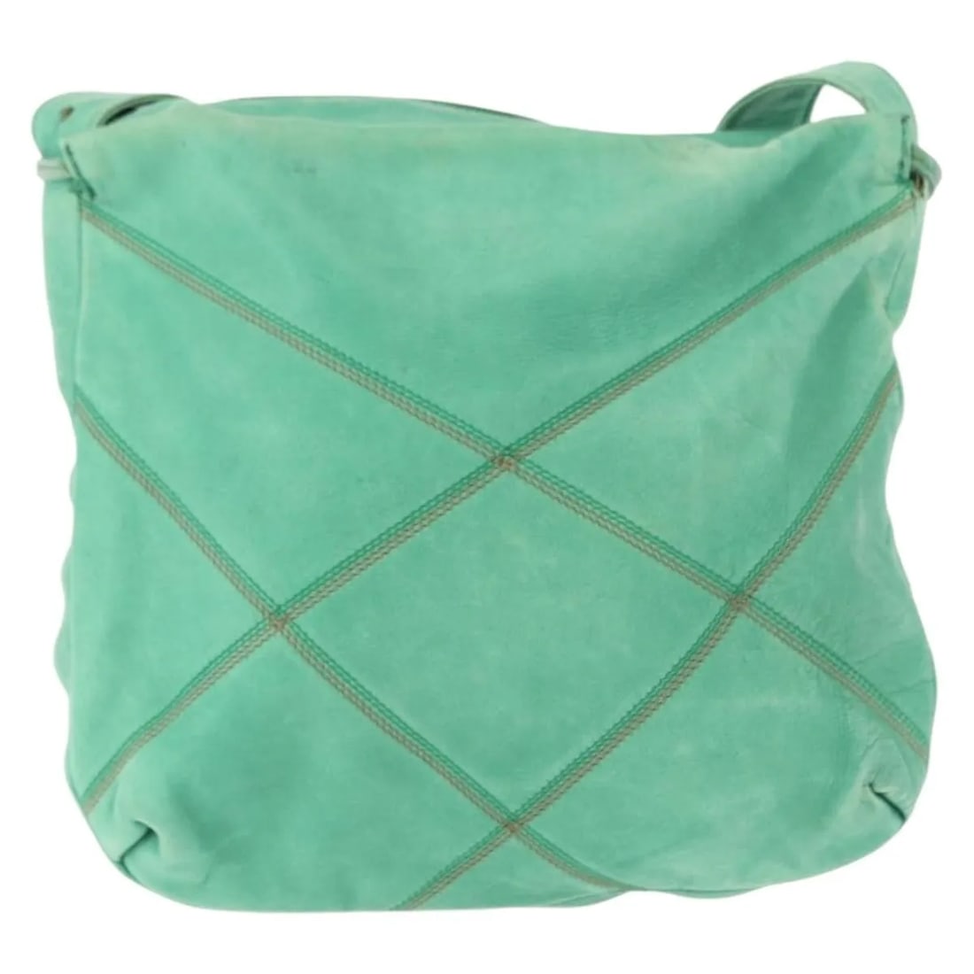 Loewe Vintage Green Leather Shoulder Bag 25cm x 25cm x 5cm: Loewe Vintage Green Leather Shoulder Bag 25cm x 25cm x 5cm This vintage Loewe shoulder bag for women is crafted from green leather and features a compact design. It shows typical signs of use, includi