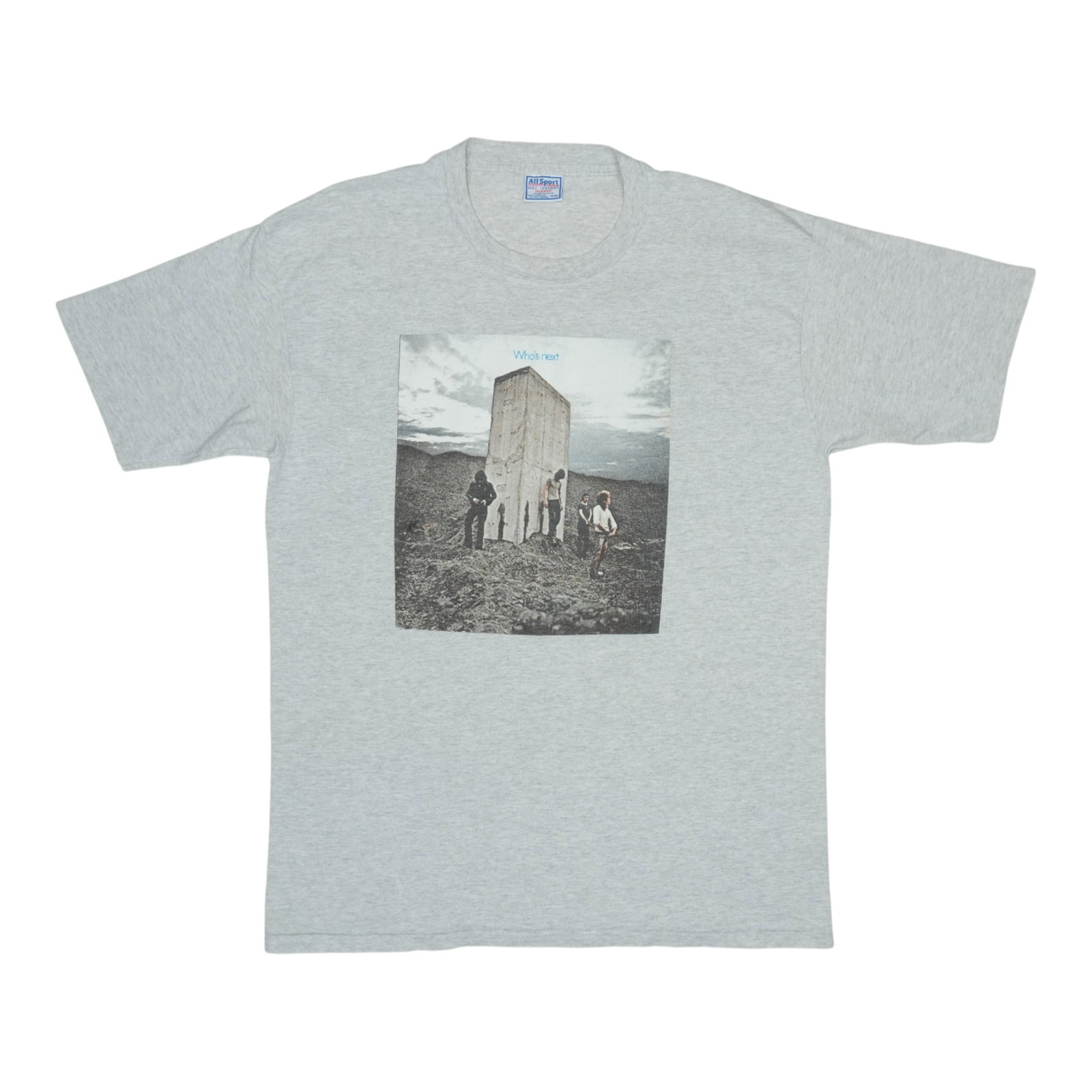Vintage 1990s The Who Who's Next Grey Cotton Extra Large Shirt: Vintage 1990s The Who Who's Next Grey Cotton Extra Large Shirt This is an original vintage 1990s The Who "Who's Next" shirt, not a modern reproduction. The shirt features no back graphics and is in ex