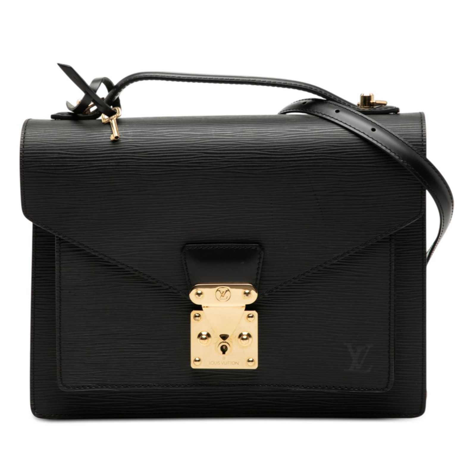 Louis Vuitton Epi Leather Monceau 28 Black Shoulder Bag with Top Handle (1 of 7)