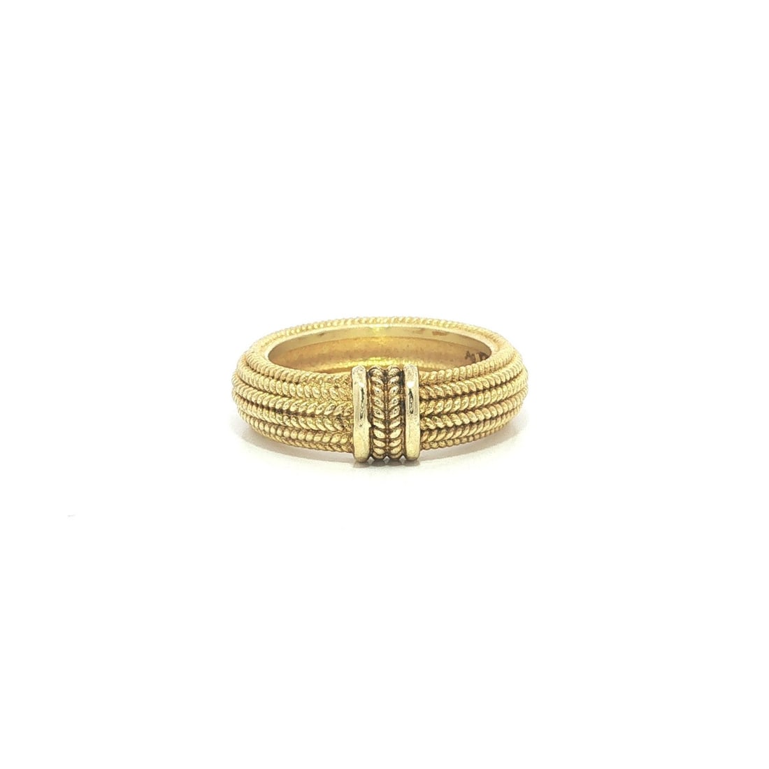 Unbranded Nove 25 twisted cable band ring yellow gold plated size 6: Unbranded Nove 25 twisted cable band ring yellow gold plated size 6 Multi-row twisted cable band ring in yellow gold plated sterling silver. This women's ring has a band style design with no stone and