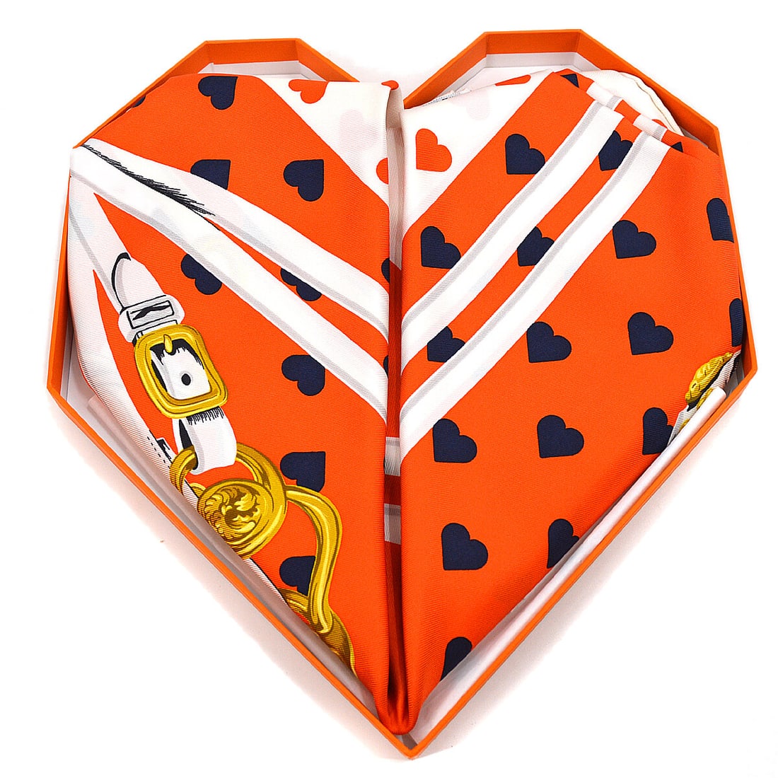 Hermes Brides de Gala Love Carre 90 Silk Square Scarf Marine Orange: Hermes Brides de Gala Love Carre 90 Silk Square Scarf Marine Orange Hermes Carre 90 Brides de Gala Love square scarf in 100% silk, featuring a marine and orange color palette. Made in France, this wom