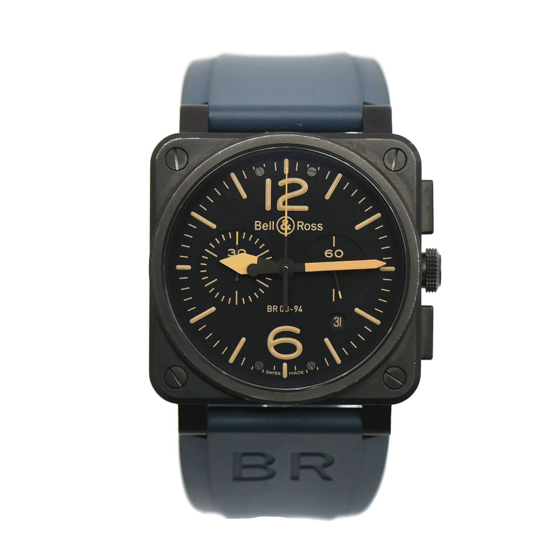 Bell & Ross BR0394 Aviation Heritage 42mm Automatic Black Dial Watch with Box: Bell & Ross BR0394 Aviation Heritage 42mm Automatic Black Dial Watch with Box This Bell & Ross Aviation Heritage wristwatch features a black dial and a 42 mm stainless steel case, complemented by a bl