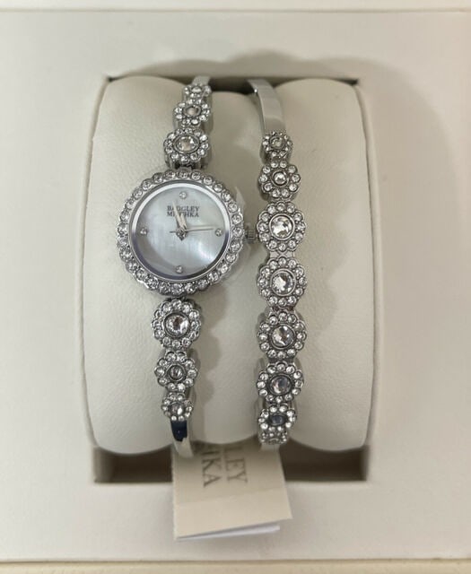 Badgley Mischka Ladies Quartz Wristwatch Steel Case Mother of Pearl Dial 20mm (1 of 10)