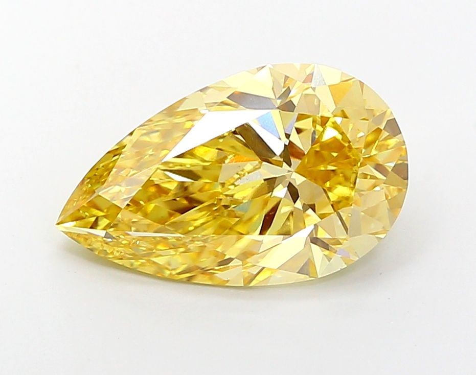 Loose Diamond - PEAR 4.95ct Fancy Intense Yellow VS1: Loose Diamond - PEAR 4.95ct Fancy Intense Yellow VS1 Source: This is a real non-mined Diamond that has been grown in a lab Shape: PEAR Carats: 4.95 Color: Fancy Intense Yellow Certification: IGI Video