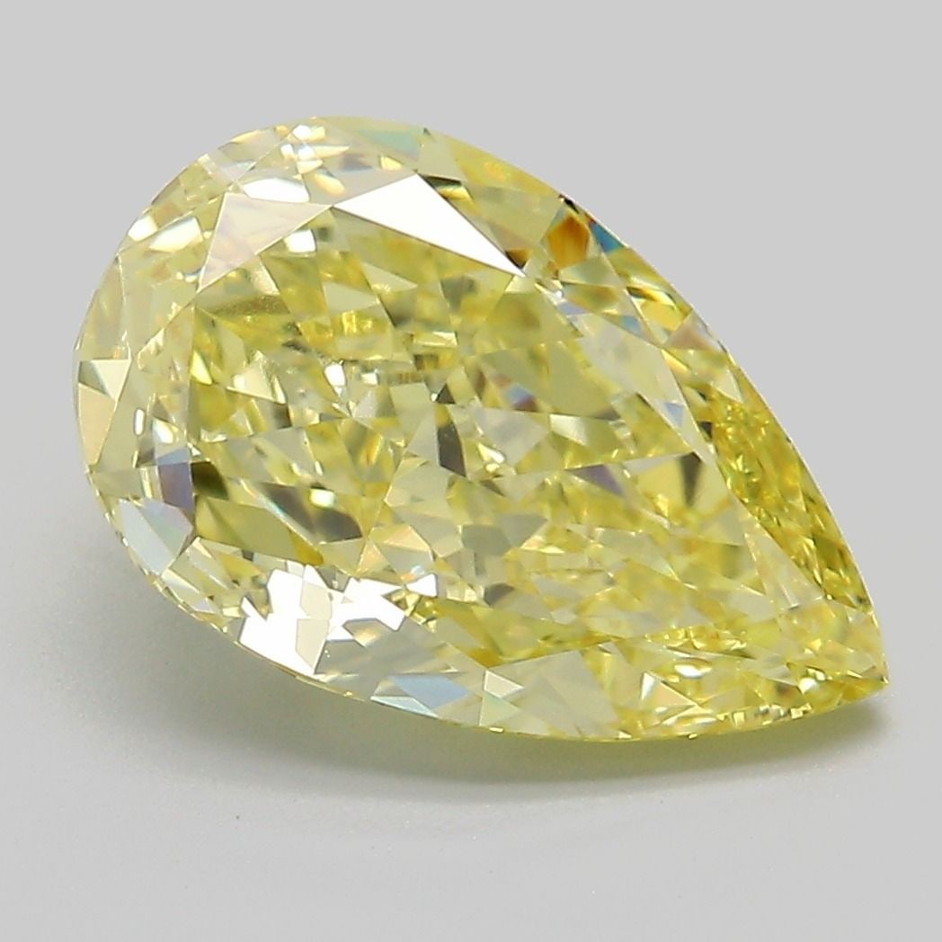 Loose Diamond - PEAR 4.33ct Fancy Intense Yellow VS2: Loose Diamond - PEAR 4.33ct Fancy Intense Yellow VS2 Source: This is a real non-mined Diamond that has been grown in a lab Shape: PEAR Carats: 4.33 Color: Fancy Intense Yellow Certification: IGI Video