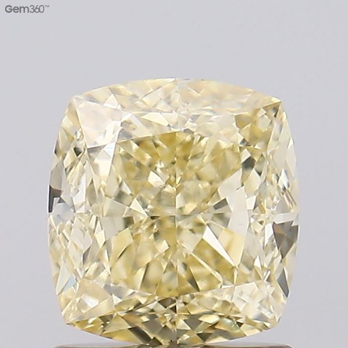 Loose Diamond - CUSHION MODIFIED 1.48ct Fancy Light Yellow VVS2: Loose Diamond - CUSHION MODIFIED 1.48ct Fancy Light Yellow VVS2 Source: This is a real non-mined Diamond that has been grown in a lab Shape: CUSHION MODIFIED Carats: 1.48 Color: Fancy Light Yellow Cer