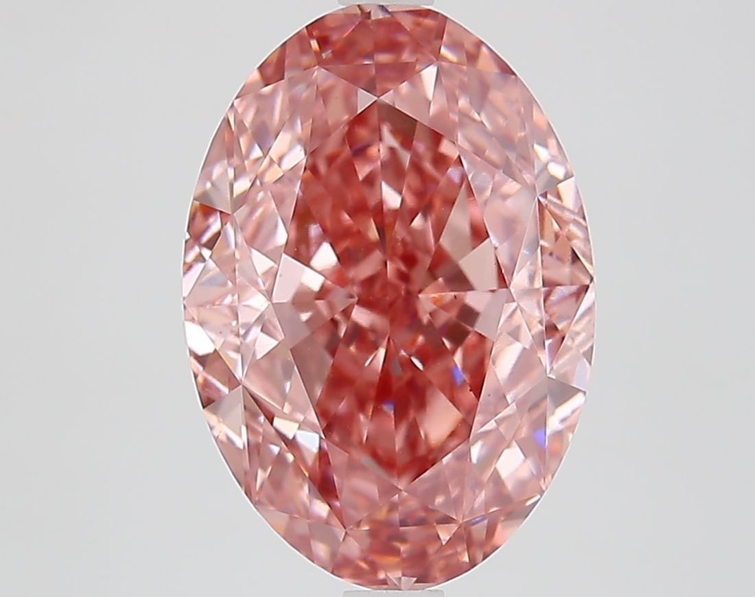 Loose Diamond - OVAL 5.22ct Fancy Vivid Brownish Pink VS1: Loose Diamond - OVAL 5.22ct Fancy Vivid Brownish Pink VS1 Source: This is a real non-mined Diamond that has been grown in a lab Shape: OVAL Carats: 5.22 Color: Fancy Vivid Brownish Pink Certification: