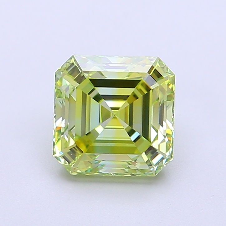Loose Diamond - ASSCHER 1.66ct Fancy Intense Yellow Green VVS2: Loose Diamond - ASSCHER 1.66ct Fancy Intense Yellow Green VVS2 Source: This is a real non-mined Diamond that has been grown in a lab Shape: ASSCHER Carats: 1.66 Color: Fancy Intense Yellow Green Certi