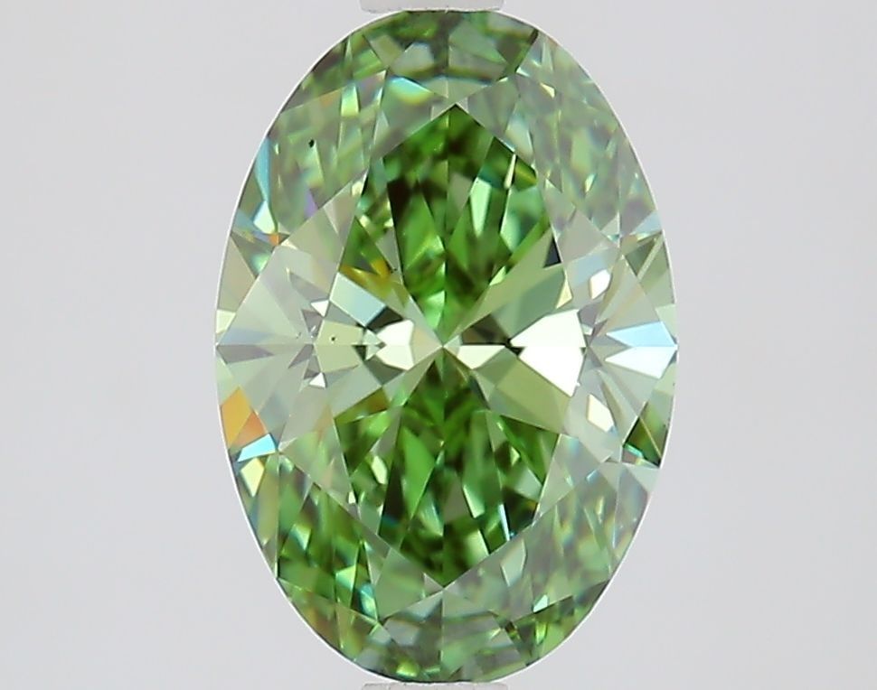 Loose Diamond - OVAL 1.8ct Fancy Vivid Green VS1: Loose Diamond - OVAL 1.8ct Fancy Vivid Green VS1 Source: This is a real non-mined Diamond that has been grown in a lab Shape: OVAL Carats: 1.8 Color: Fancy Vivid Green Certification: IGI Video: