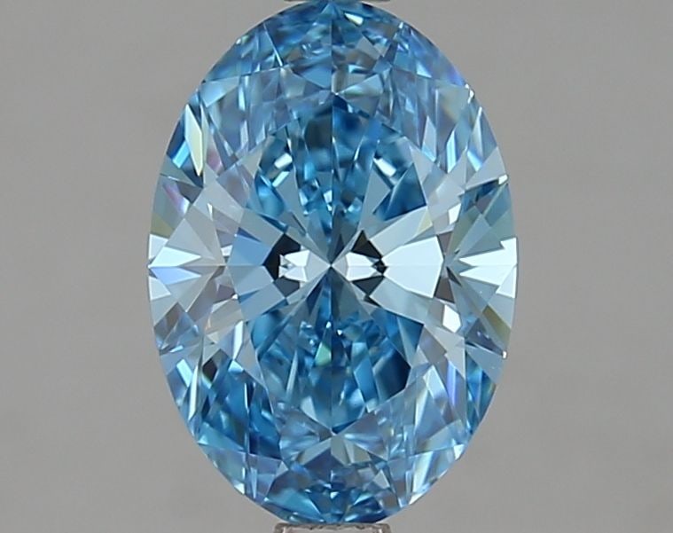Loose Diamond - OVAL 1.75ct Fancy Vivid Blue VVS2: Loose Diamond - OVAL 1.75ct Fancy Vivid Blue VVS2 Source: This is a real non-mined Diamond that has been grown in a lab Shape: OVAL Carats: 1.75 Color: Fancy Vivid Blue Certification: IGI Video: