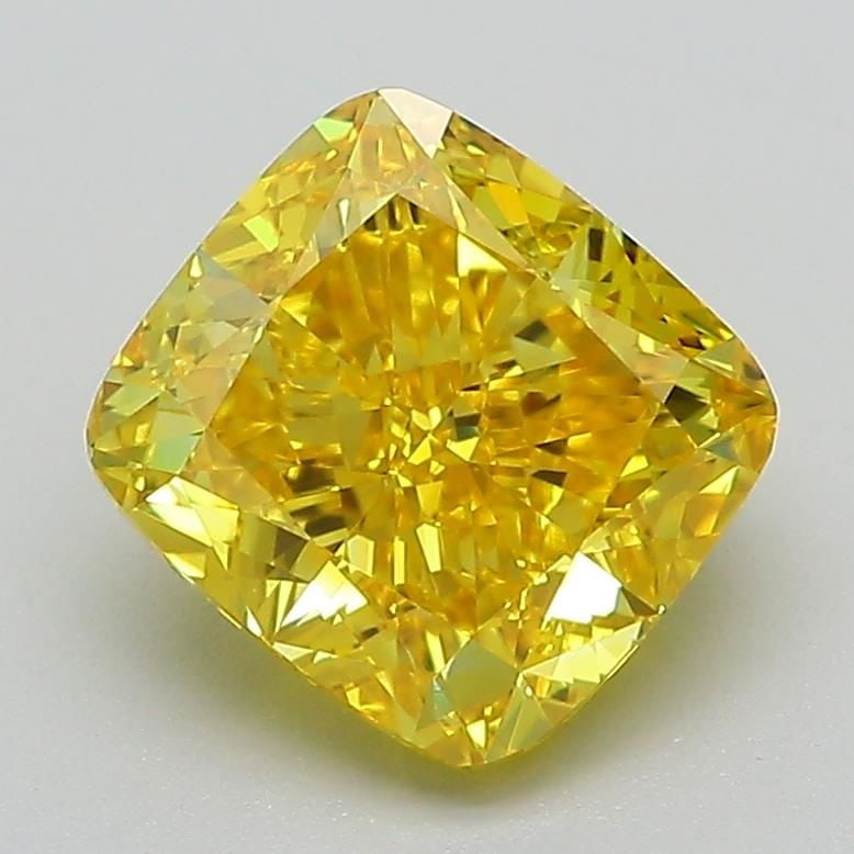 Loose Diamond - CUSHION MODIFIED 2.43ct Fancy Vivid Yellow VVS2: Loose Diamond - CUSHION MODIFIED 2.43ct Fancy Vivid Yellow VVS2 Source: This is a real non-mined Diamond that has been grown in a lab Shape: CUSHION MODIFIED Carats: 2.43 Color: Fancy Vivid Yellow Cer