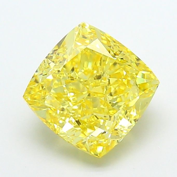 Loose Diamond - CUSHION MODIFIED 4.06ct Fancy Vivid Yellow VVS2: Loose Diamond - CUSHION MODIFIED 4.06ct Fancy Vivid Yellow VVS2 Source: This is a real non-mined Diamond that has been grown in a lab Shape: CUSHION MODIFIED Carats: 4.06 Color: Fancy Vivid Yellow Cer