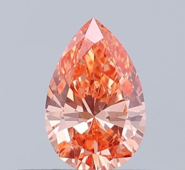 Loose Diamond - PEAR 0.3ct Fancy Vivid Pinkish Orange VS1: Loose Diamond - PEAR 0.3ct Fancy Vivid Pinkish Orange VS1 Source: This is a real non-mined Diamond that has been grown in a lab Shape: PEAR Carats: 0.3 Color: Fancy Vivid Pinkish Orange Certification: