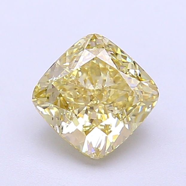 Loose Diamond - CUSHION MODIFIED 1.3ct Fancy Light Yellow VS1: Loose Diamond - CUSHION MODIFIED 1.3ct Fancy Light Yellow VS1 Source: This is a real non-mined Diamond that has been grown in a lab Shape: CUSHION MODIFIED Carats: 1.3 Color: Fancy Light Yellow Certif