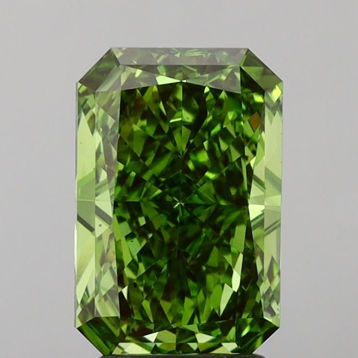 Loose Diamond - RADIANT 3.03ct Fancy Vivid Green VS2: Loose Diamond - RADIANT 3.03ct Fancy Vivid Green VS2 Source: This is a real non-mined Diamond that has been grown in a lab Shape: RADIANT Carats: 3.03 Color: Fancy Vivid Green Certification: IGI PLEAS