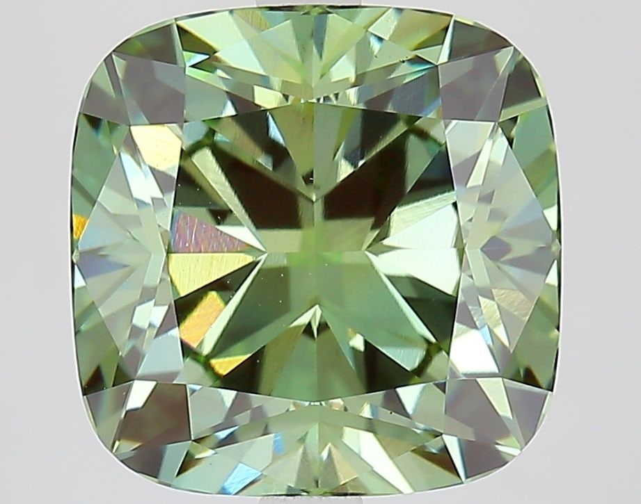Loose Diamond - CUSHION MODIFIED 5.04ct Fancy Vivid Green VS1: Loose Diamond - CUSHION MODIFIED 5.04ct Fancy Vivid Green VS1 Source: This is a real non-mined Diamond that has been grown in a lab Shape: CUSHION MODIFIED Carats: 5.04 Color: Fancy Vivid Green Certif