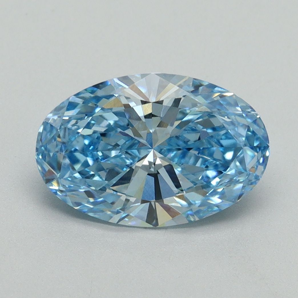 Loose Diamond - OVAL 2.15ct Fancy Vivid Blue VVS2: Loose Diamond - OVAL 2.15ct Fancy Vivid Blue VVS2 Source: This is a real non-mined Diamond that has been grown in a lab Shape: OVAL Carats: 2.15 Color: Fancy Vivid Blue Certification: IGI Video: