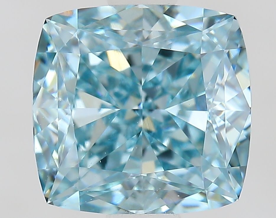 Loose Diamond - CUSHION MODIFIED 1.5ct Fancy Intense Greenish Blue VVS2: Loose Diamond - CUSHION MODIFIED 1.5ct Fancy Intense Greenish Blue VVS2 Source: This is a real non-mined Diamond that has been grown in a lab Shape: CUSHION MODIFIED Carats: 1.5 Color: Fancy Intense G