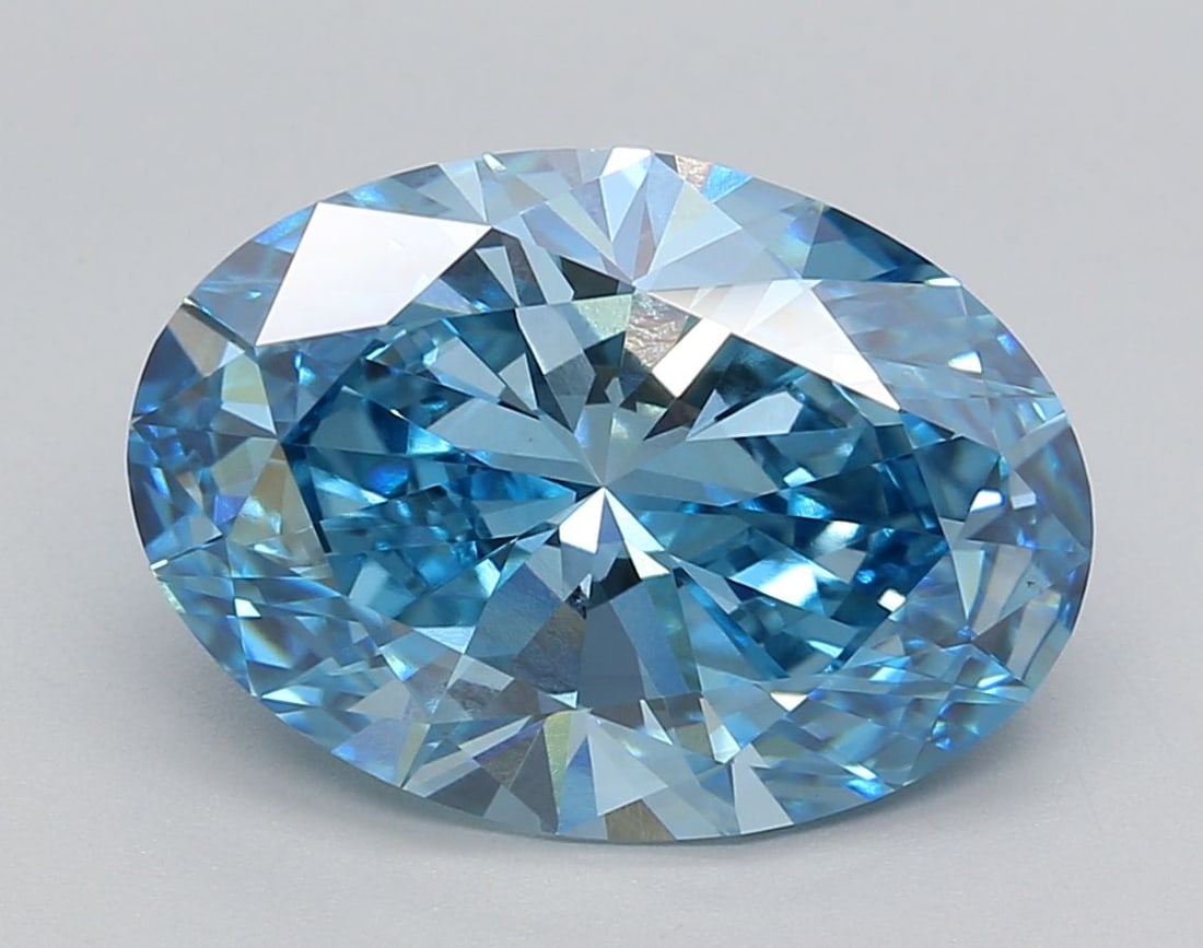 Loose Diamond - OVAL 5.21ct Fancy Vivid Blue VS1: Loose Diamond - OVAL 5.21ct Fancy Vivid Blue VS1 Source: This is a real non-mined Diamond that has been grown in a lab Shape: OVAL Carats: 5.21 Color: Fancy Vivid Blue Certification: IGI Video: