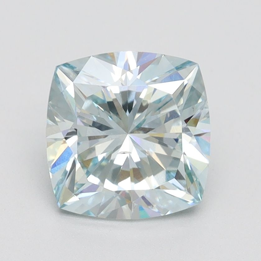 Loose Diamond - CUSHION BRILLIANT 1.71ct Fancy Greenish Blue SI1: Loose Diamond - CUSHION BRILLIANT 1.71ct Fancy Greenish Blue SI1 Source: This is a real non-mined Diamond that has been grown in a lab Shape: CUSHION BRILLIANT Carats: 1.71 Color: Fancy Greenish Blue 