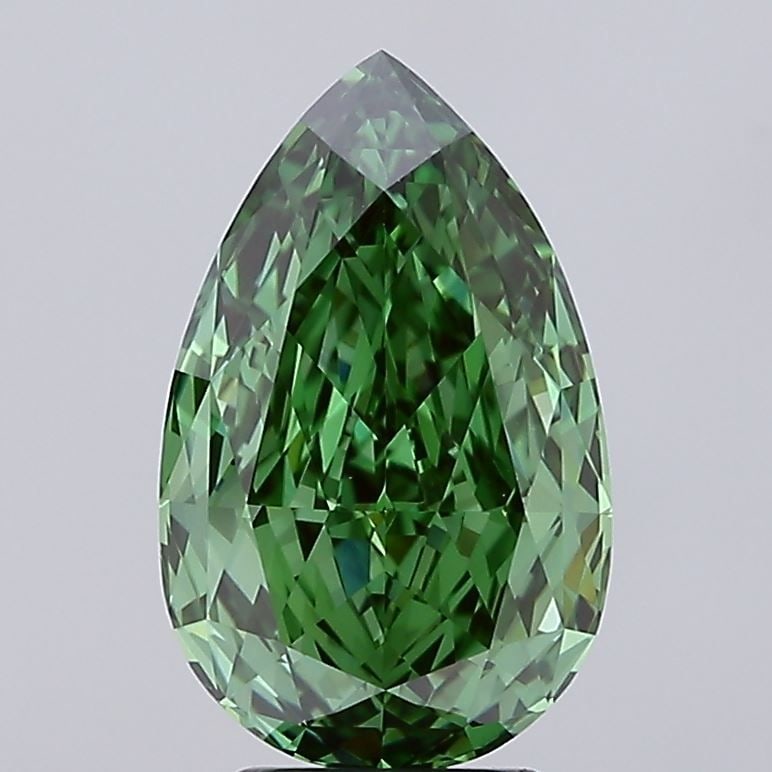 Loose Diamond - PEAR 4.17ct Fancy Vivid Green VVS2: Loose Diamond - PEAR 4.17ct Fancy Vivid Green VVS2 Source: This is a real non-mined Diamond that has been grown in a lab Shape: PEAR Carats: 4.17 Color: Fancy Vivid Green Certification: IGI Video: